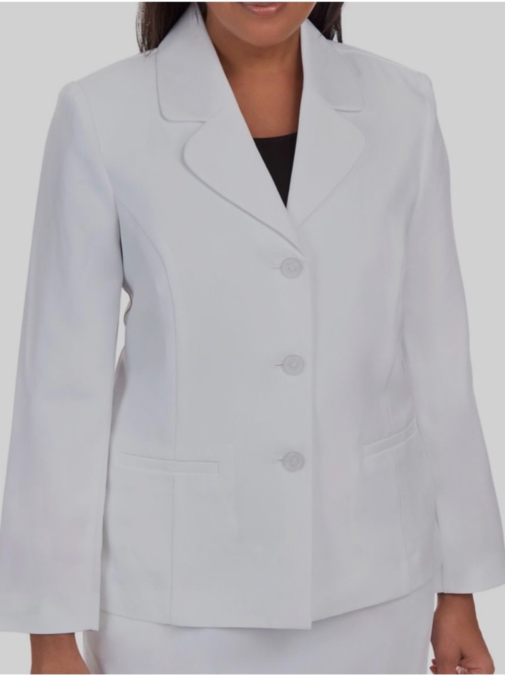 Metro‎ style Women's size 8P White Classic Notch Collar Blazer Jacket